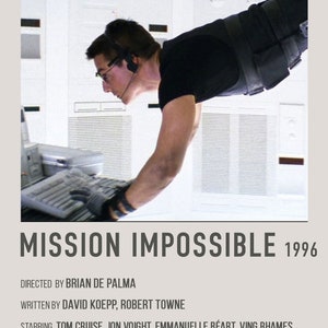 Pôster retrô do filme Missão Impossível, download digital, pôster de ação de Tom Cruise