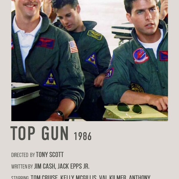 Top Gun Retro Movie Poster, Digital Download, Tom Cruise Val Kilmer Anthony Edwards Film Poster