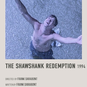 The Shawshank Redemption Retro Movie Poster, Digital Polaroid Download