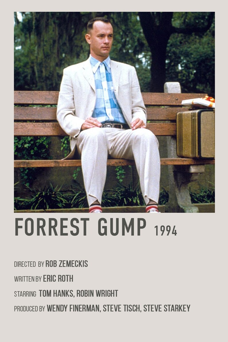 Forrest Gump Retro Movie Poster Digital Download Tom Hanks Poster Etsy