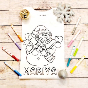 Coloring Tshirt, Coloring, Snowman, Christmas, DIY