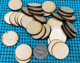 1" inch wooden craft circles, 50 Pack, DIY craft supplies one inch wood circles, wood coins, wood disk, rounds, cookies