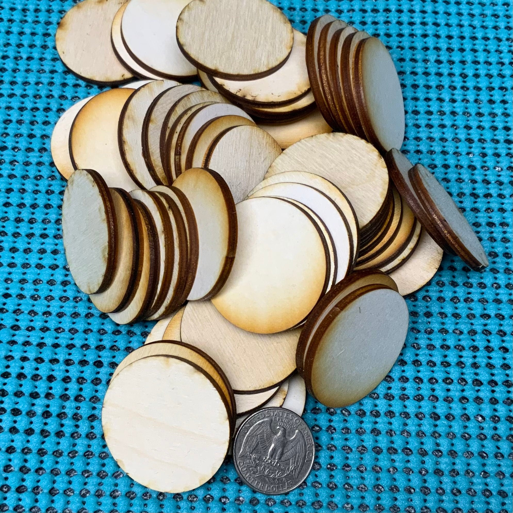 1 Wood Disc Wood Coins Set of 25 Unfinished Wood Rounds Wood Circles Game  Pieces 1 Inch Wood Discs Craft Circles Flat Edge 