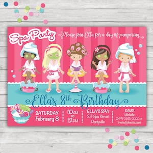 Pamper Party Invitation. Spa Party Invitation. Pamper Spa Birthday Party. Customized Digital Download.