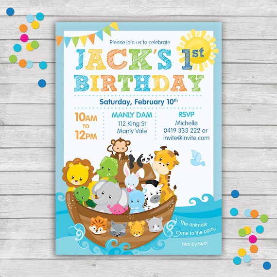 Noah S Ark Invitation Noah S Ark Birthday Party Etsy