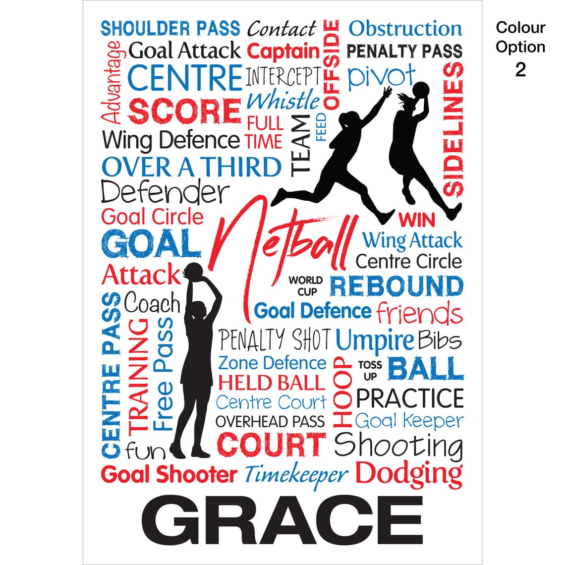 Netball Typography Print | DIGITAL FILE | Netball Poster, Netball Wall ...