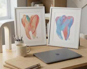 Abstract Tooth Art Prints, Pop Art Dental Decor, Graduation Gift (Set of 4)