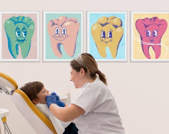 Kunstdruck von Zahn Illustration - Kinderzahnarzt Praxis Wanddeko