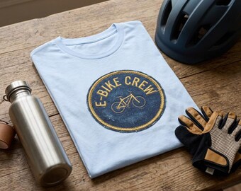 T-shirt med elcykelmärke | T-shirt med vintage-märke för elcykel