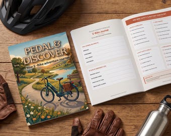 Resedagbok för elcykel | Cykelloggbok, underhållslogg, batterivårdsguide