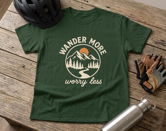Wander More Worry Less tee | T-Shirt, Hiking Nature Adventure Design