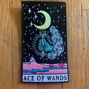 Ace of Wands tarot card embroidered patch