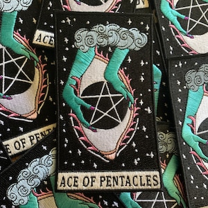 Ace of Pentacles tarot card embroidered patch