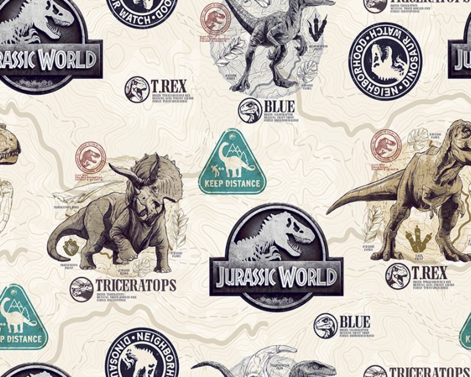 100 Cotton Premium JURASSIC PARK Fabric by Little Johnny Etsy