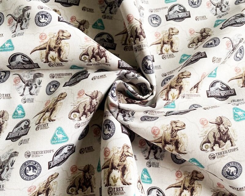 100 Cotton Premium JURASSIC PARK Fabric by Little Johnny Etsy
