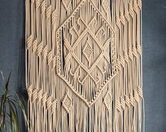 Tapiz de macramé grande para pared, tapiz bohemio, arte de pared de algodón