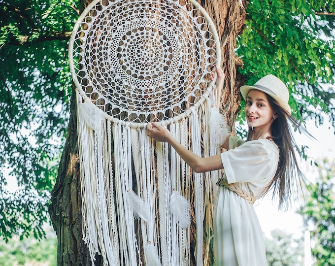 Large Dream Catcher Wall Hanging, Giant Boho Dreamcatcher, Bedroom Wall ...