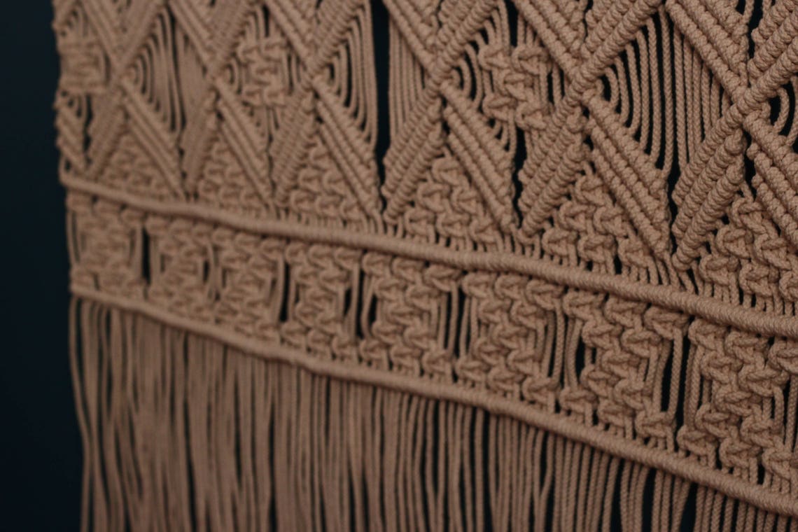 PolkaHome Groot wandtapijt, boho macramé geweven, handgemaakt, met