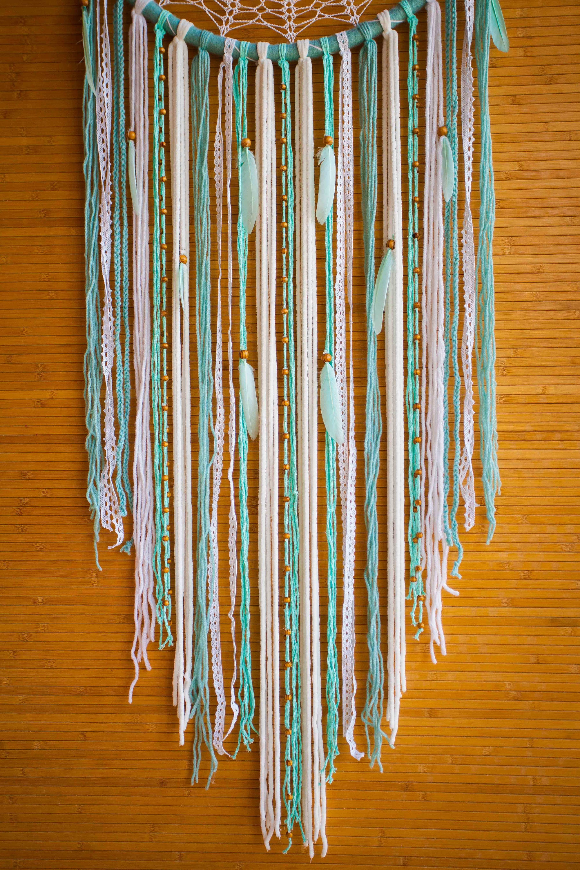 Dremisland Bianco Acchiappasogni Macramè Dreamcatcher Fatto a Mano Malocchio Acchiappasogni Appeso a Parete Decorazione della Casa Ornamento Regalo del festival di Benedizione