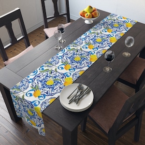 Lemon,summer,Sicilian style Table Runner (Cotton, Poly)