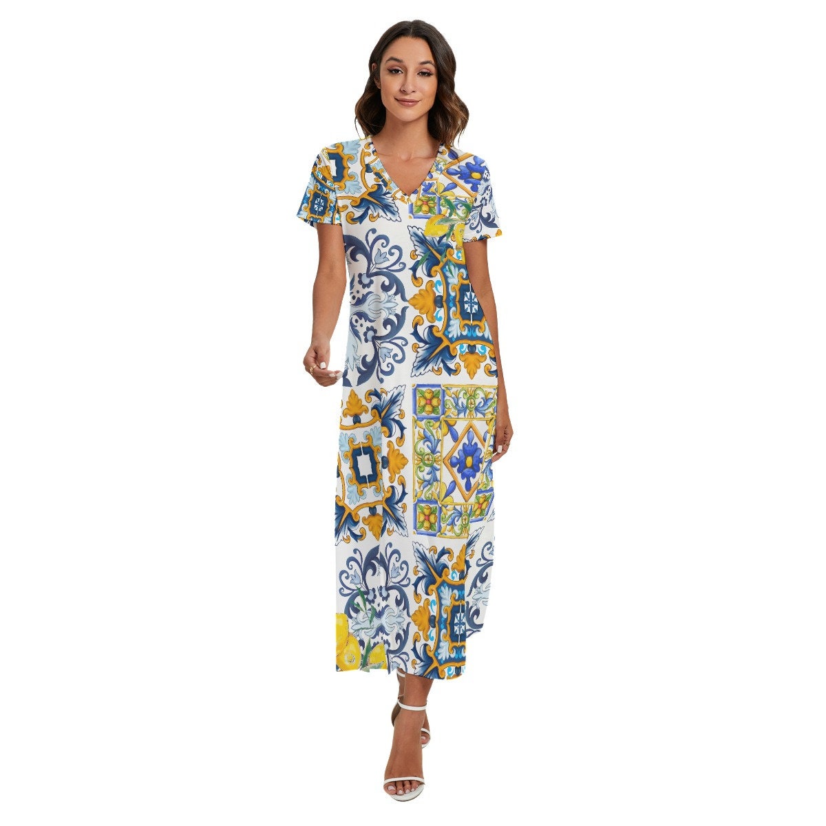 Plus Lemon Print Dress Etsy Canada