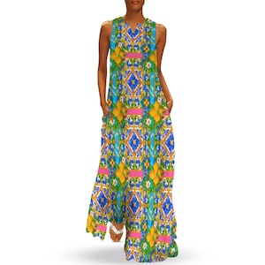 Lemon,majolica,Sicilian tiles,Long dress