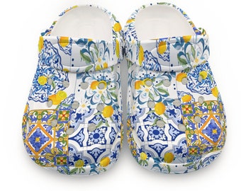 Majolica ,lemons,Sicilian tiles All-Over Print Kid's Classic Clogs