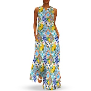 Lemon,majolica,Sicilian tiles,Long dress