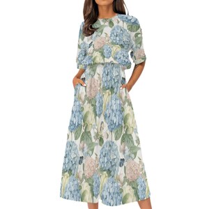 Charcoal Hydrangea Pattern Dress main image 1