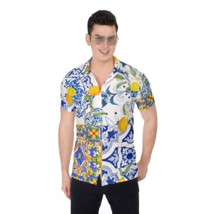 Summer,lemons,Sicilian style All-Over Print Men&#39;s Shirt