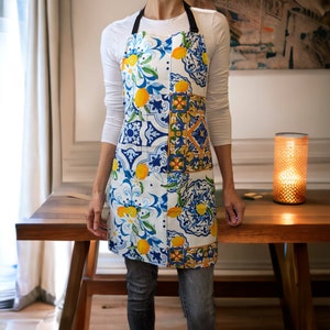 Sicilian tiles majolica summer lemon Adjustable Apron
