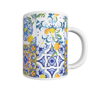 Sizilianische Fliesen, Majolika, Sommer, Zitrone, All-Over Print Tasse