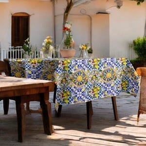 Mediterranean,lemon,mosaic,Italian style,Thickiy Ronior Tablecloth 120&quot;x 60&quot;