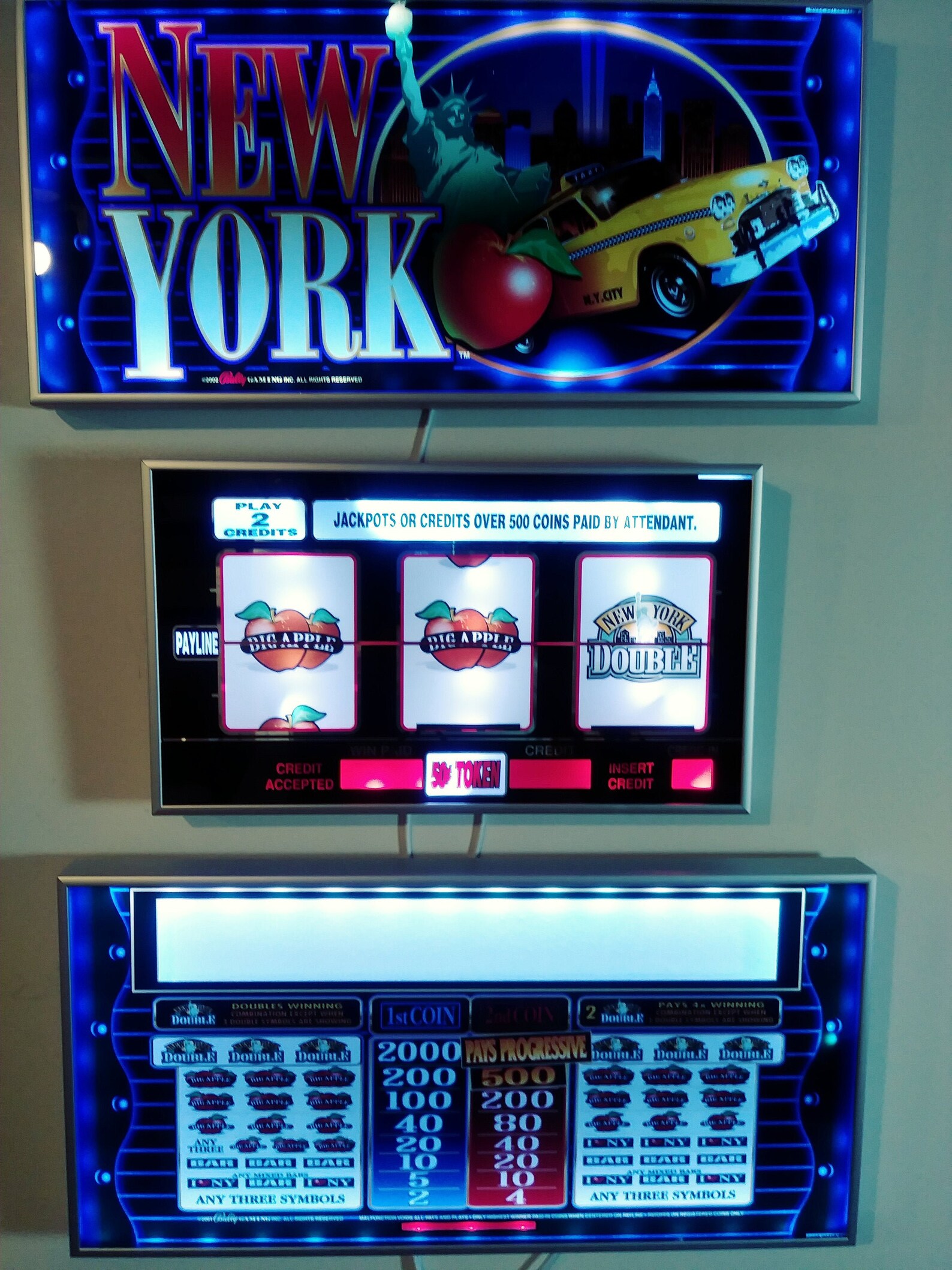 New York 3 Piece Casino Slot Machine Glass Lighted LED Wall Etsy