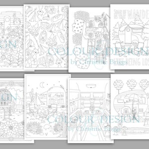 Livre de coloriage de camping imprimable. 40 pages à colorier de remorques de camping-car, caravane et camping-car, PDF à téléchargement immédiat, feuilles d'activités de camping, A4 et lettre image 9