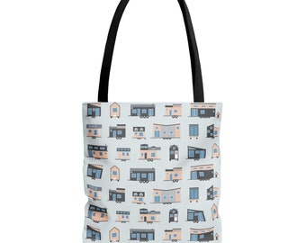 Tiny House Tote Storage Bag. Tiny Home on Wheels, Campsite Shower Toiletry and Clothes Bag, RV Gifts Accessories, Camping Laundry Holder
