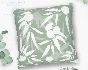 Coussin décoratif Eucalyptus Wildflower : Coussin représentant une flore indigène d'Australie
