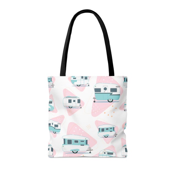 Cute Camper Reusable Tote Bag. RV Camping Canvas Carry All Gift for Caravan Owners
