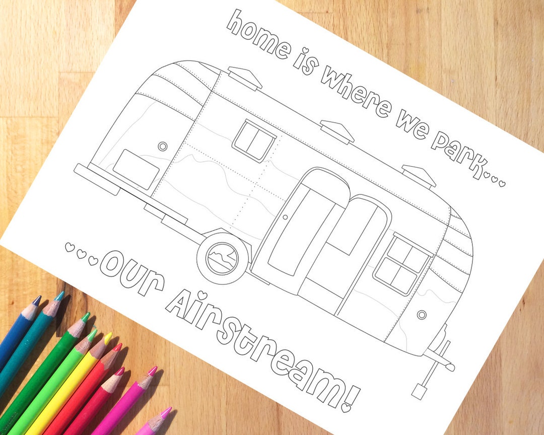 Printable Travel Trailer Coloring Page. RV Adult Coloring Page for ...