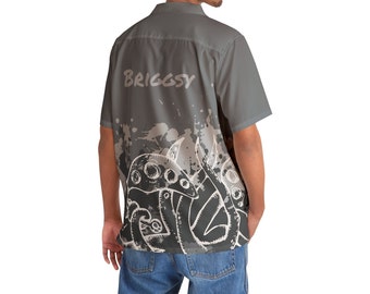 Personalised Kraken Squid Mens Shirt. Squid Ink and Tentacles Print, Gift For Fisherman, Custom Name Fishing Present