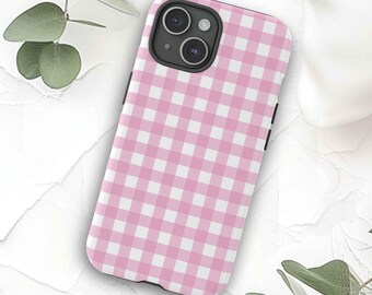 Pink Gingham Phone Case: Pretty Checkered Print Mobile Cover