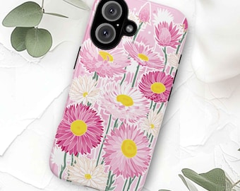 Coque de portable fleurs sauvages australiennes : oeuvre d'art fleurs éternelles roses