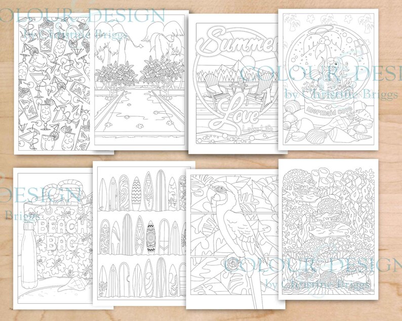 Printable Beach Coloring Book Sand Sea and Summer Adult - Etsy Australia
