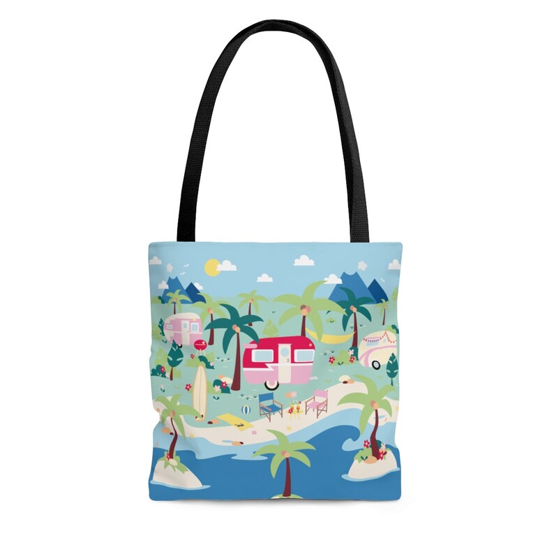 Camper Bag Happy Glamper Caravan Bag Beach Tote Bag RV Bag Glamping Beach Bag