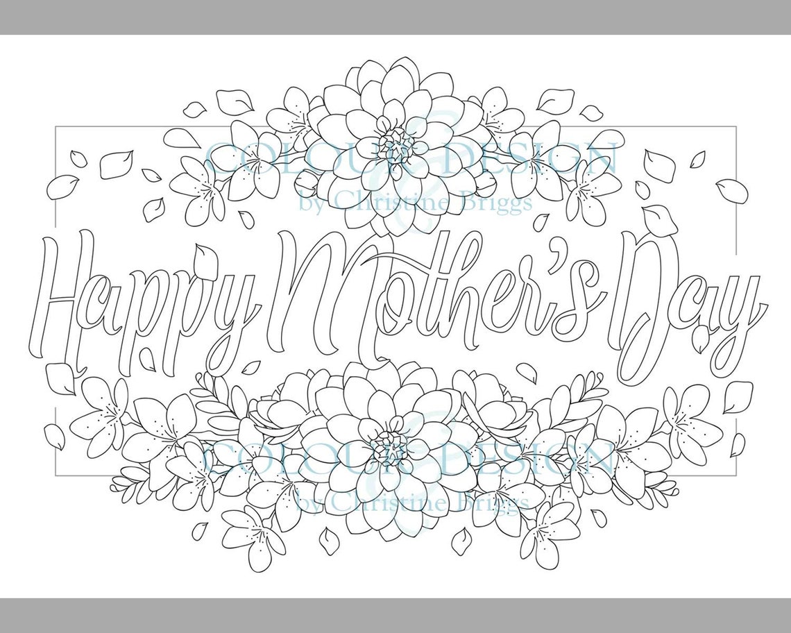 Mothers Day Coloring Page Happy Mothers Day Colouring Page - Etsy Australia