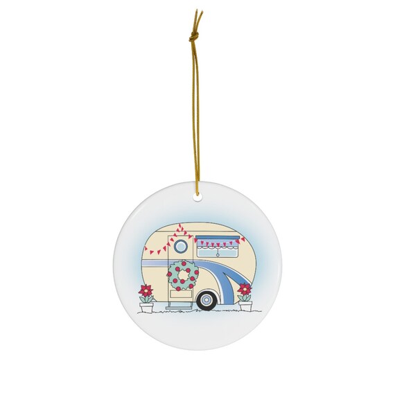 Camper Christmas Ornament Caravan RV Ceramic Ornament Etsy