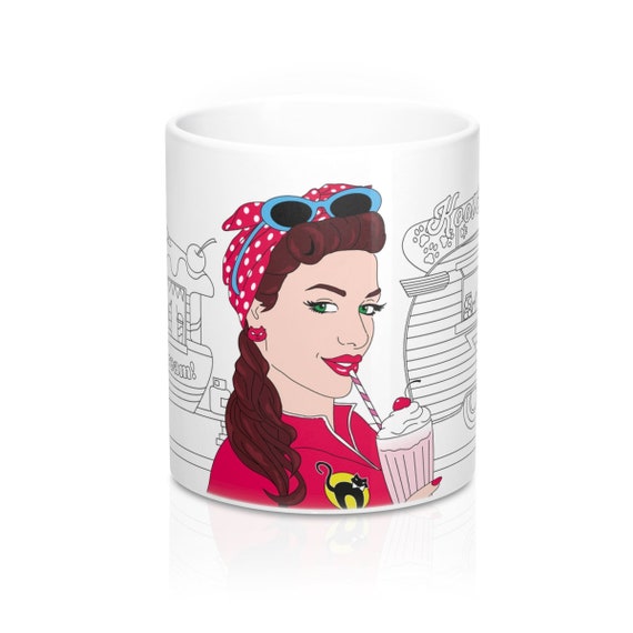 Coloring Mug Color Your Own Mug Glamper Girl Mug Pinup Etsy