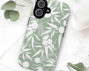 Coque de portable fleurs sauvages australiennes en eucalyptus : coque de portable floral vert sauge