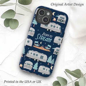 Airstream Lover Phone Case, Airstream Owner Gift, Born to Stream, Compatible with iPhone 16 Samsung & Google Pixel, RV Accessories, US/UK