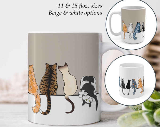 Cat Ceramic Coffee Mug.  Realistic Kitten Mug, Crazy Cat Lady Gifts, Custom Cat Coffee Tea Cup, Gift for Cat Mother